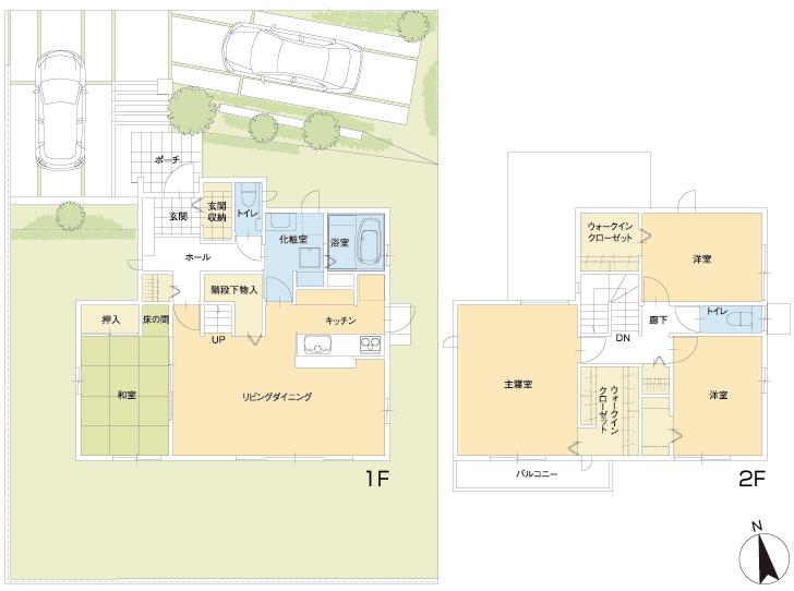 Floor plan.  [No. 3 place] So we have drawn on the basis of the Plan view] drawings, Plan and the outer structure ・ Planting, such as might actually differ slightly from. Also, The car is not included in the price.