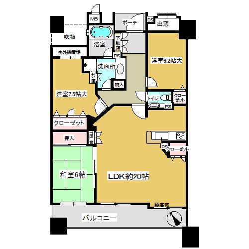 Floor plan. 3LDK, Price 17.8 million yen, Occupied area 86.98 sq m , Balcony area 15.2 sq m