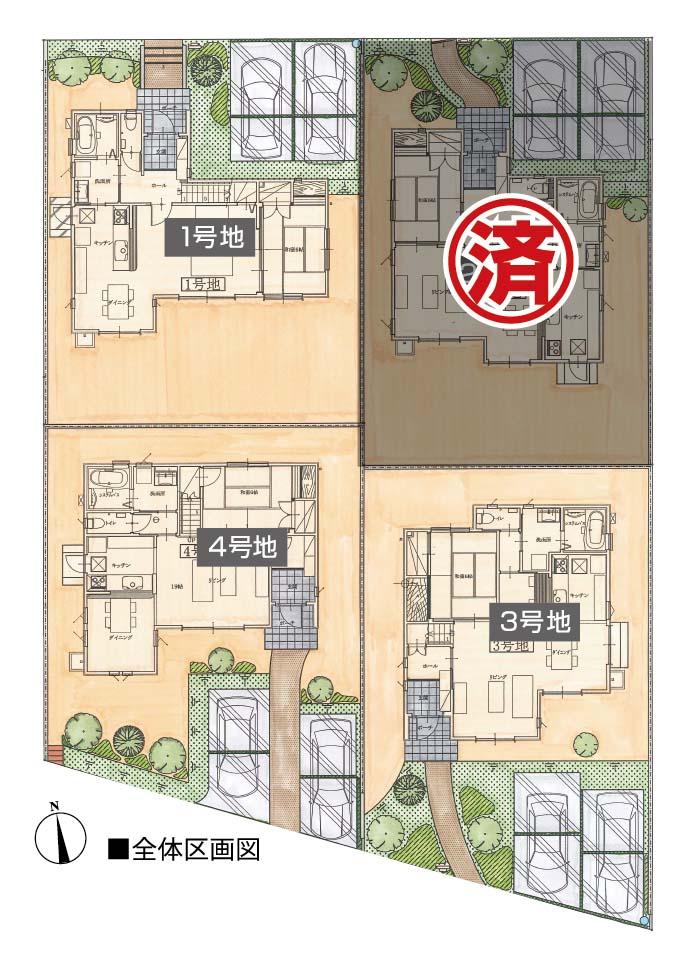 The entire compartment Figure. Tomorrow flower Village whole compartment view (12 / 02 update) ■ All four compartment ■ Two car space ■ Every Saturday and Sunday, Local guide meeting held in!