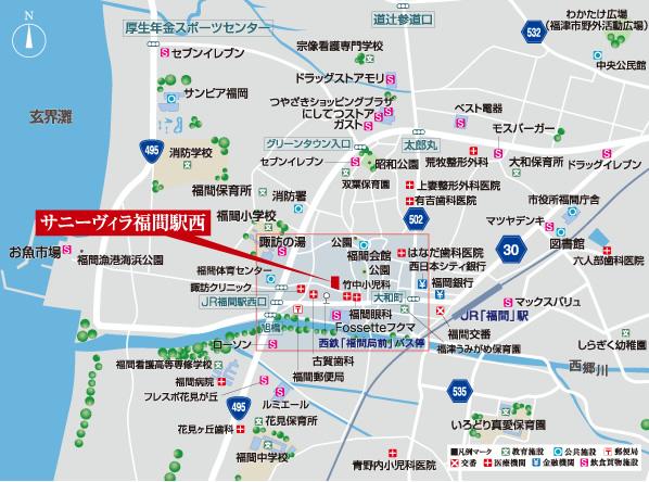Local guide map. Car navigation systems Address = Fukutsu center 6-chome, 22-40