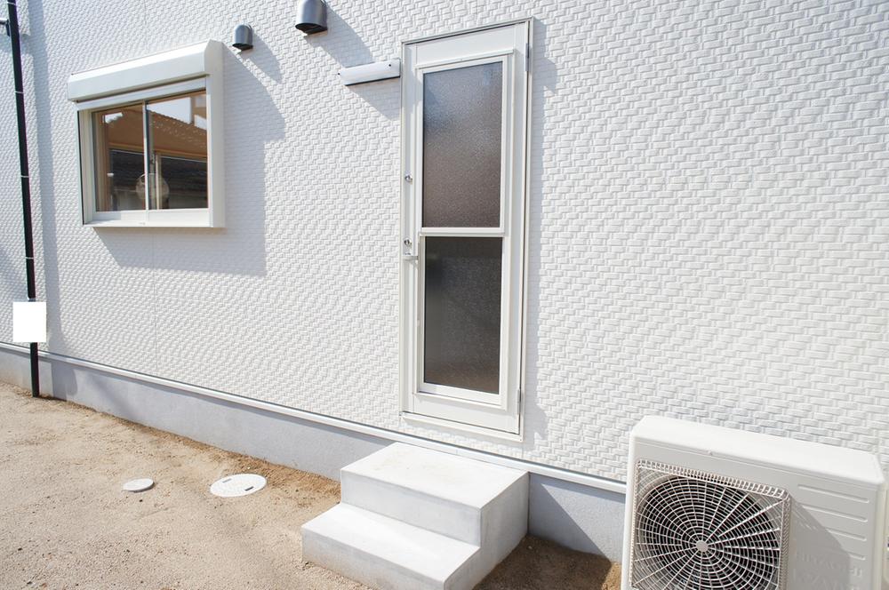 Kitchen. Back door installed in the kitchen
