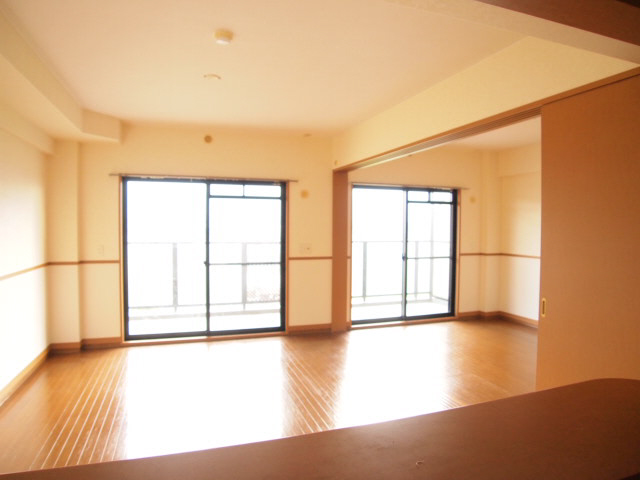 Living and room. It overlooks the living room from the kitchen.