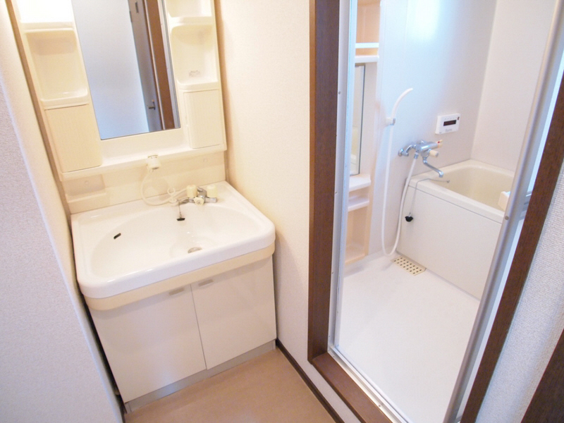 Washroom. Shampoo is a wash basin with a dresser.