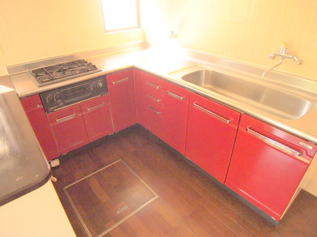 Kitchen. Stylish L-shaped kitchen. 