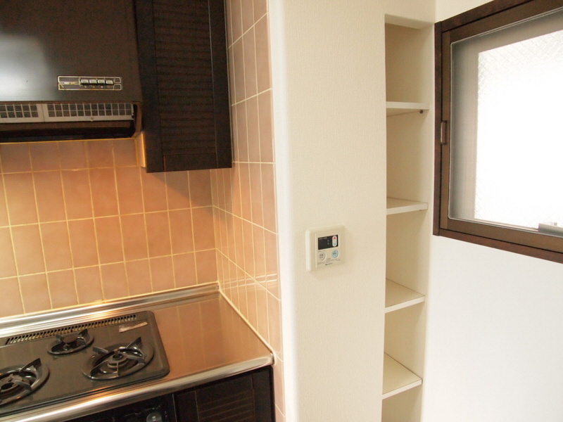 Kitchen. It is a handy shelf with kitchen. 