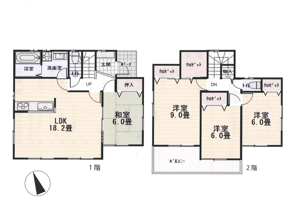 Floor plan. 22,800,000 yen, 4LDK, Land area 174.09 sq m , Building area 107.23 sq m