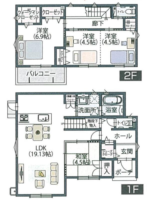 Floor plan. (No. 6 locations), Price 35,500,000 yen, 4LDK, Land area 201.55 sq m , Building area 100.19 sq m