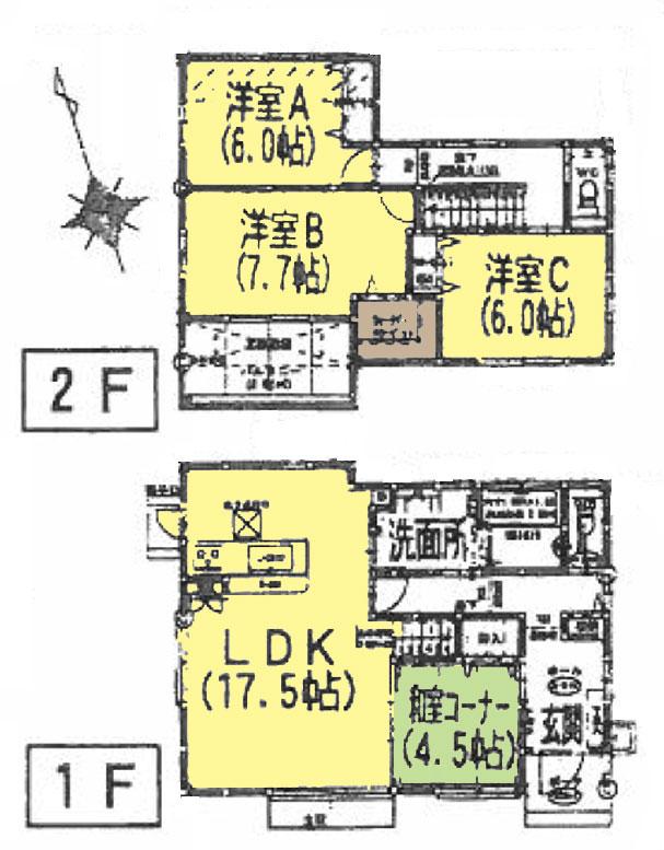 Floor plan. 27,800,000 yen, 4LDK + S (storeroom), Land area 181.46 sq m , Building area 103.68 sq m floor plan (4LDK + WIC)