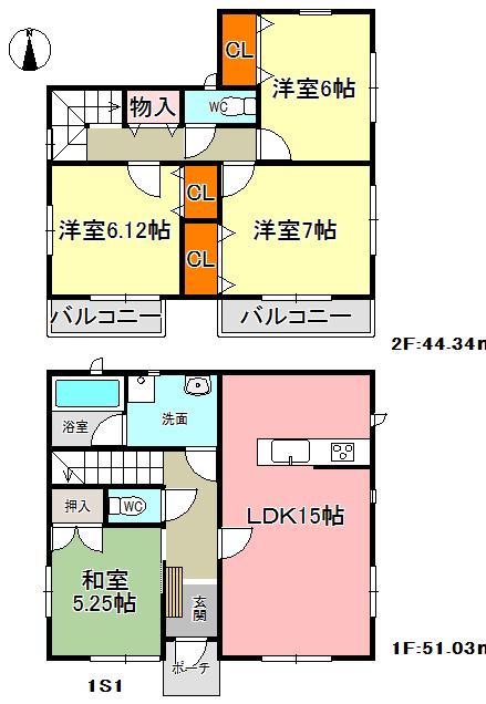 Floor plan. 24,900,000 yen, 4LDK, Land area 182.71 sq m , It is a building area of 95.37 sq m 1 Building.