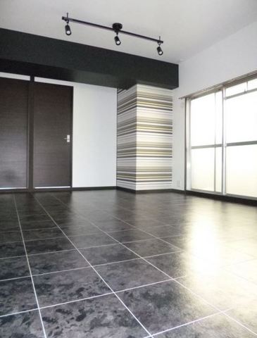 Living and room. Marble is a style flooring