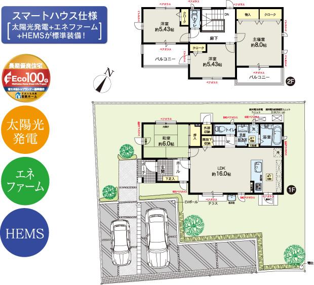 Floor plan. (No. 2 locations), Price 34,500,000 yen, 4LDK, Land area 216.81 sq m , Building area 107.28 sq m