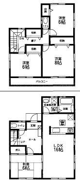 Floor plan. 29,980,000 yen, 4LDK, Land area 216.17 sq m , Building area 105.99 sq m 4LDK