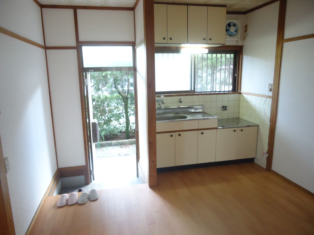 Living and room. A window kitchen! 