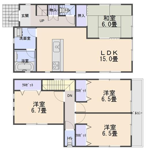 Floor plan. 24,800,000 yen, 4LDK, Land area 142.31 sq m , Building area 93.96 sq m