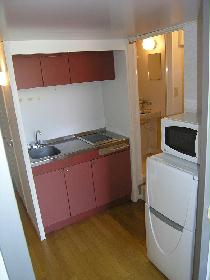 Kitchen. Floor plan is slightly different depending on your room.