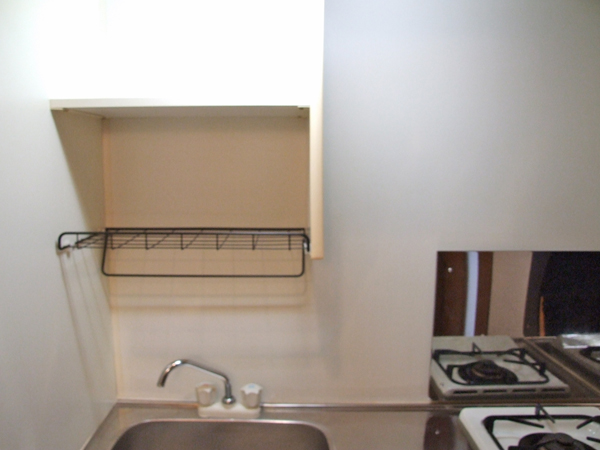 Kitchen. It is on the kitchen providing a shelf that put small items, Storage convenient! !
