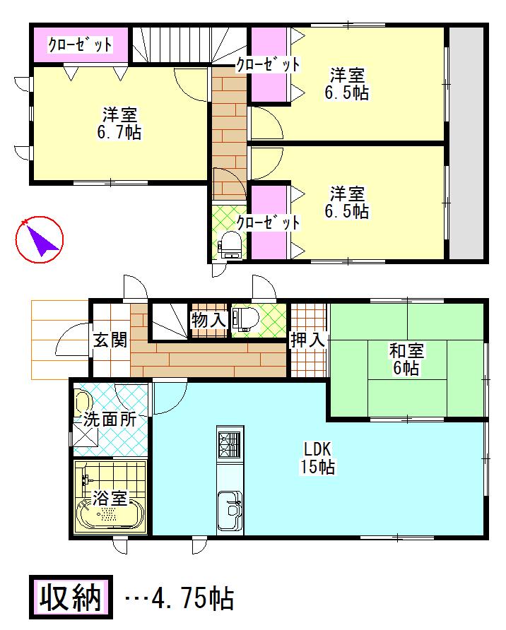 Floor plan. 24,800,000 yen, 4LDK, Land area 142.31 sq m , Building area 93.96 sq m