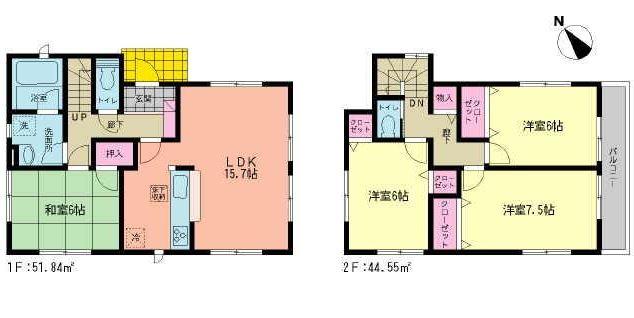 Floor plan. 17.5 million yen, 4LDK, Land area 154.66 sq m , Building area 96.39 sq m