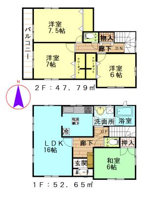 Floor plan. Price 19,800,000 yen, 4LDK, Land area 134.48 sq m , Building area 100.44 sq m