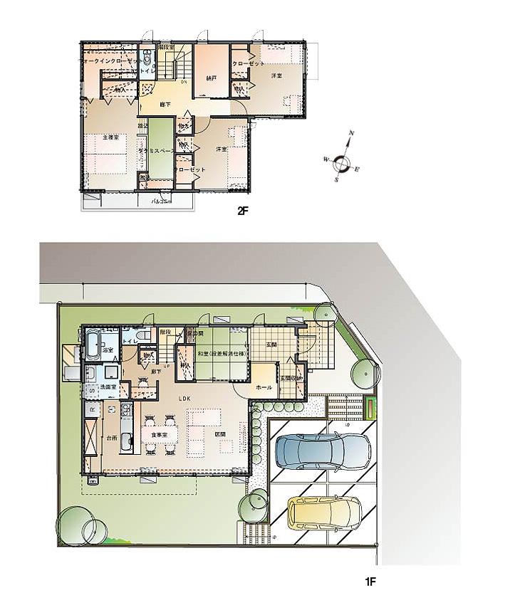 Floor plan.  [I No. land]  ※ Plan and Exterior therefore are drawn with reference to the accompanying drawings ・ For planting, In fact and it may be slightly different.  Also, car ・ It is such as furniture not included in the price.
