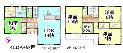 Floor plan. (9 Building), Price 20,300,000 yen, 4LDK+S, Land area 165.98 sq m , Building area 92.34 sq m