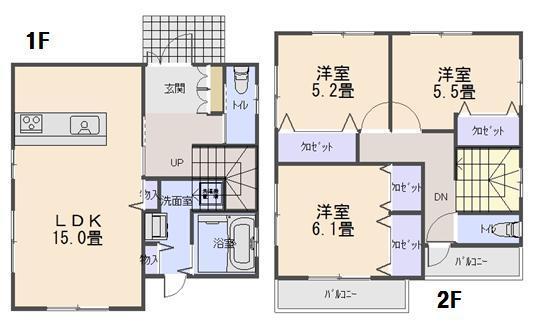 Floor plan. 22 million yen, 3LDK, Land area 98.89 sq m , Building area 85.81 sq m