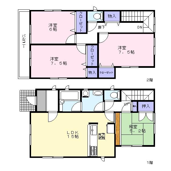 Floor plan. 19,800,000 yen, 4LDK, Land area 134.47 sq m , Building area 100.43 sq m 1 Building Floor plan