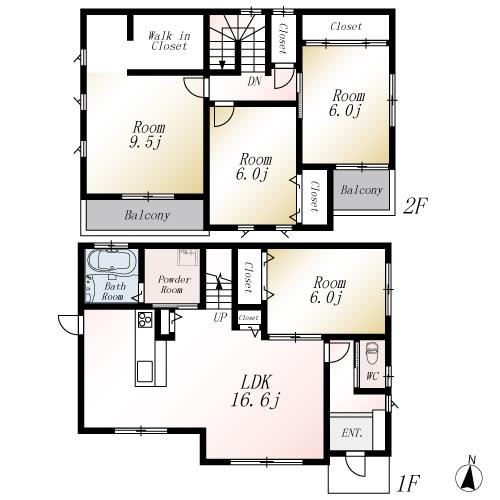 Floor plan. 25,800,000 yen, 4LDK, Land area 206.27 sq m , Building area 108.06 sq m