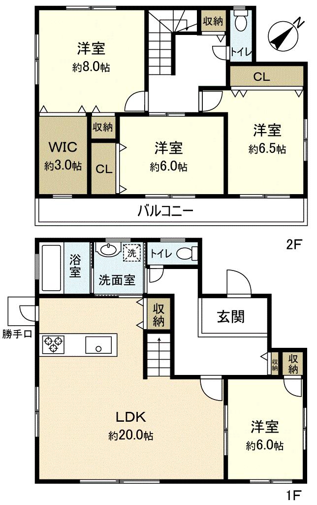 Floor plan. 26,800,000 yen, 4LDK, Land area 206.61 sq m , Building area 119.96 sq m
