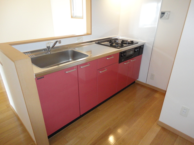 Kitchen. 3-neck system equipped with bright stylish counter