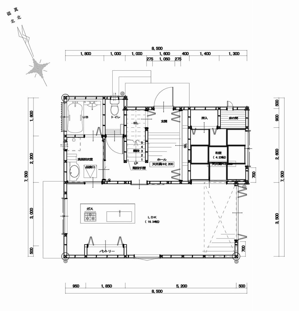 Local photos, including front road.  [Ready-built house ・ No. 2 place] 1-floor plan view * Stylish kitchen island * The living upper atrium * Easy-to-use good housekeeping flow line
