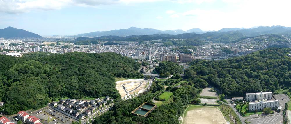 aerial photograph. Adjacent to the art of the forest park, Leafy residential area