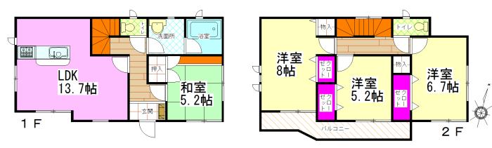 Floor plan. (1 Building), Price 22,800,000 yen, 4LDK, Land area 144.91 sq m , Building area 93.96 sq m