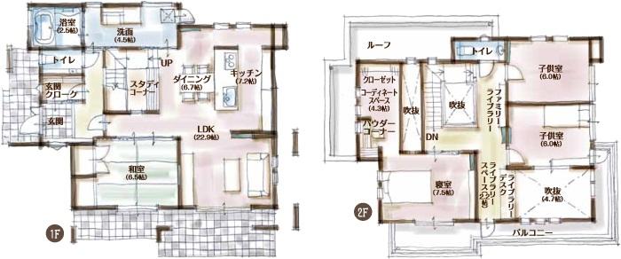 Model house photo. Accommodation exhibition hall of sound Total floor area of 138.18 sq m (41.80 square meters) 1F floor area 79.91 sq m 2F floor area 58.27 sq m