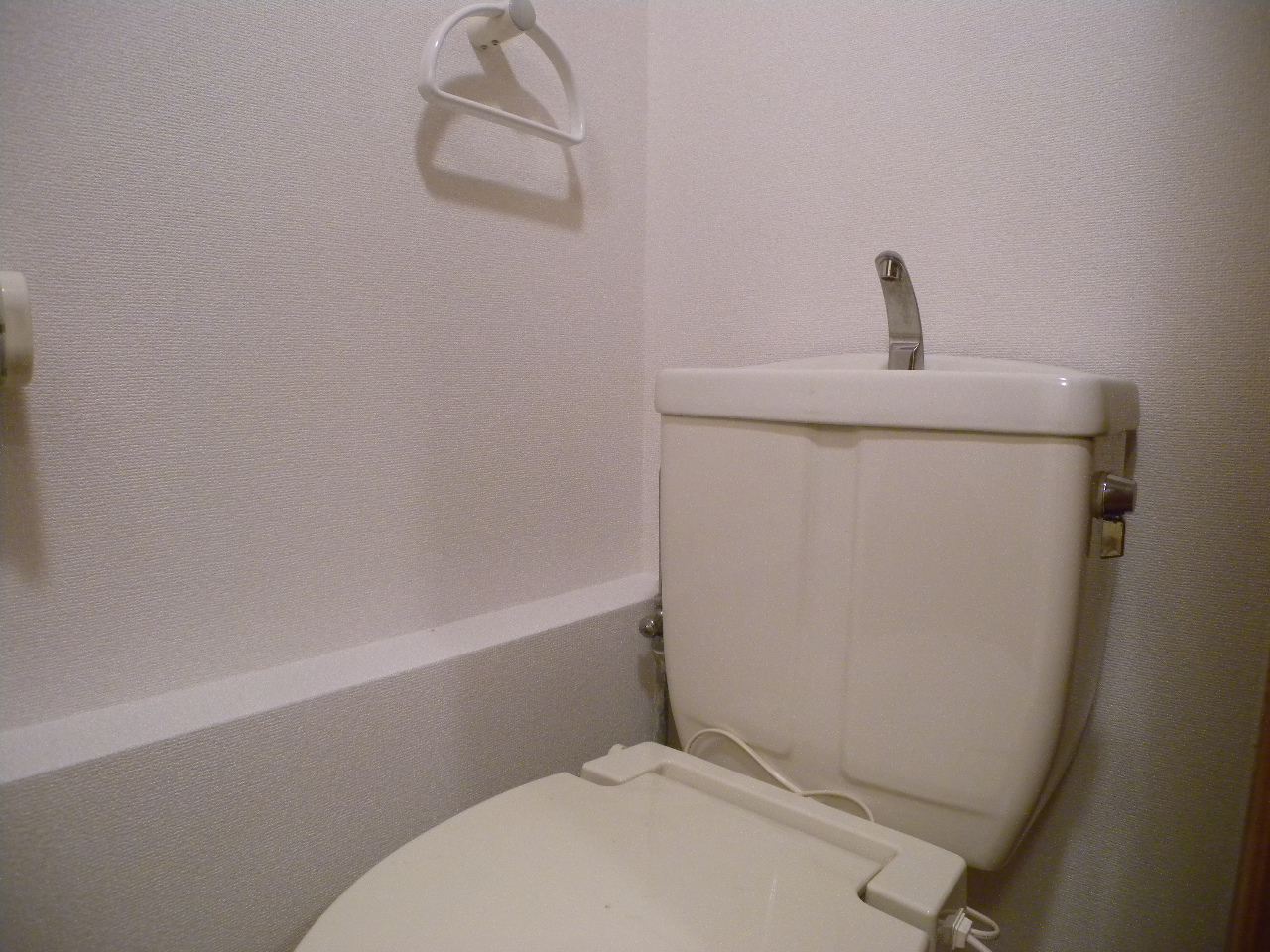 Toilet. With towel hanger