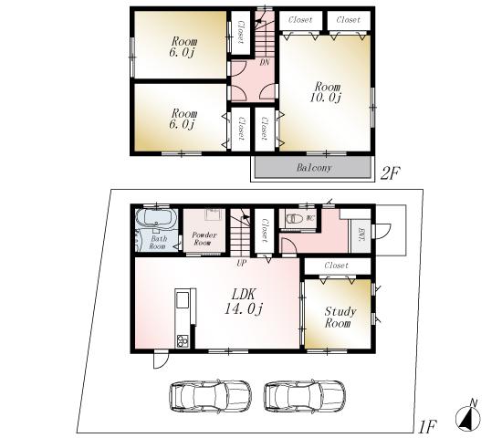 Floor plan. (No. 2 locations), Price 23.8 million yen, 4LDK, Land area 136.33 sq m , Building area 99.36 sq m