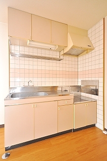Kitchen. Gas stove can be installed with grill. 