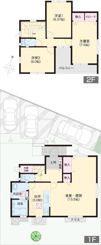 Floor plan. Since a 1-minute walk from the 60m elementary school to Kitakyushu Aoyama Elementary School, School children also safe.