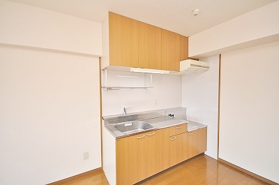 Kitchen. Gas stove can be installed with grill.