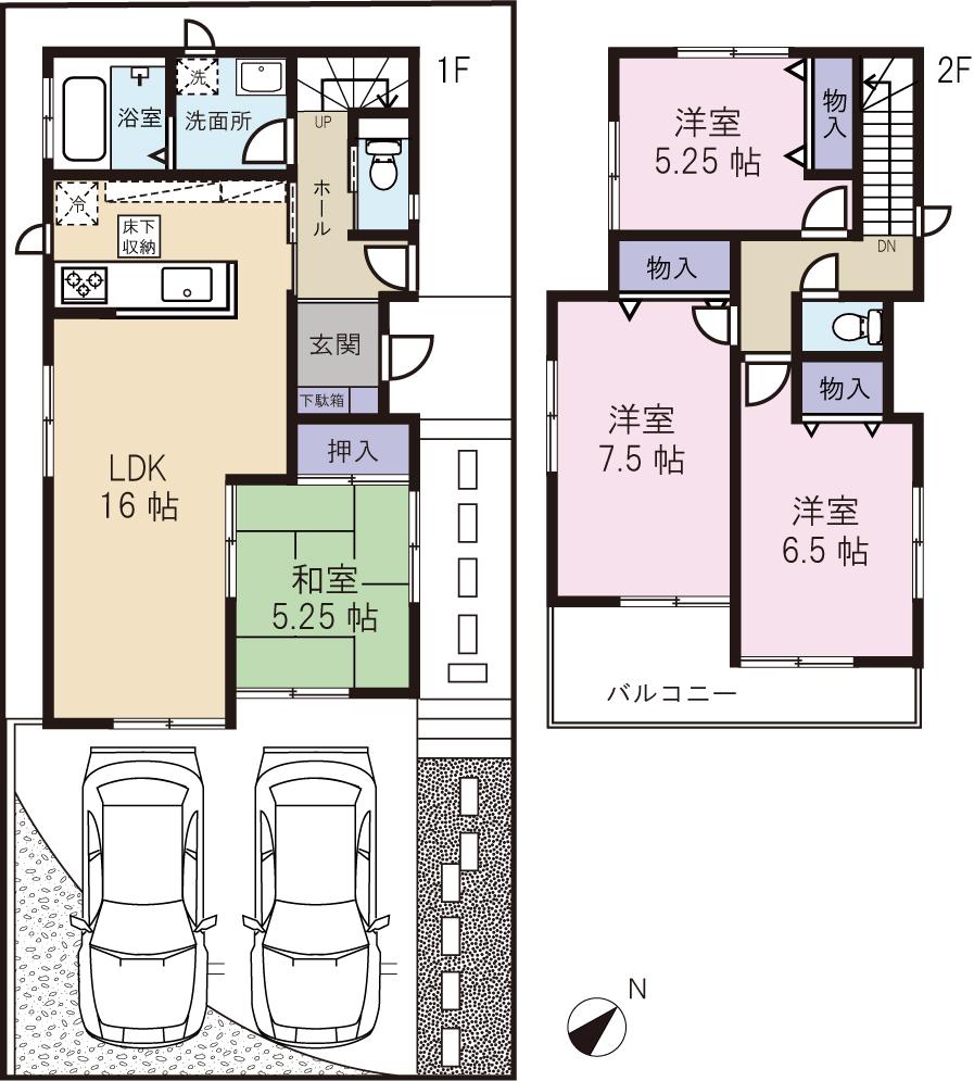 Floor plan. 21,800,000 yen, 4LDK, Land area 119.59 sq m , Building area 95.64 sq m 4LDK ・ Parking 2 cars