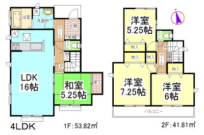 Floor plan. Price 20.8 million yen, 4LDK, Land area 147.64 sq m , Building area 95.63 sq m