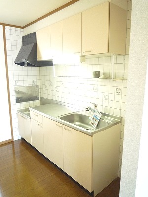 Kitchen. Gas stove can be installed with grill. 