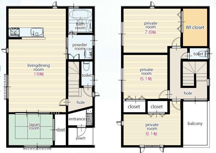 Floor plan. 24,800,000 yen, 4LDK, Land area 141.11 sq m , Building area 105.57 sq m