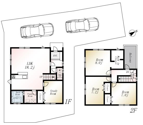 Floor plan. (No. 3 locations), Price 22,800,000 yen, 4LDK, Land area 180.93 sq m , Building area 106.82 sq m