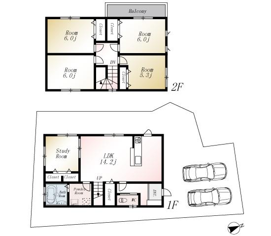 Floor plan. (No. 4 locations), Price 21,800,000 yen, 5LDK, Land area 154.31 sq m , Building area 99.36 sq m