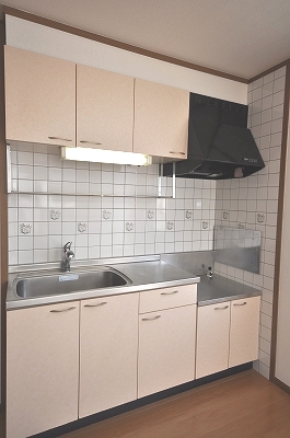 Kitchen. Gas stove can be installed with grill. 