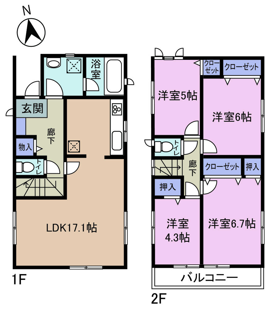Floor plan. 12.8 million yen, 4LDK, Land area 121.29 sq m , Building area 91.11 sq m 4LDK ・ Independent kitchen
