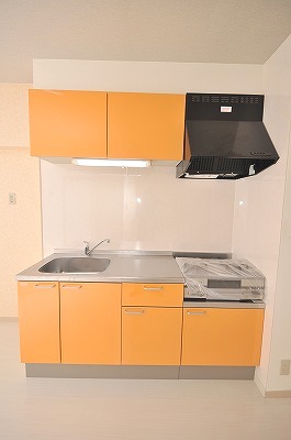 Kitchen. Gas stove can be installed with grill.