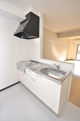 Kitchen. Gas stove can be installed with grill.