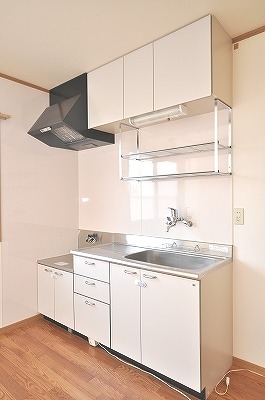 Kitchen. Gas stove can be installed with grill. 